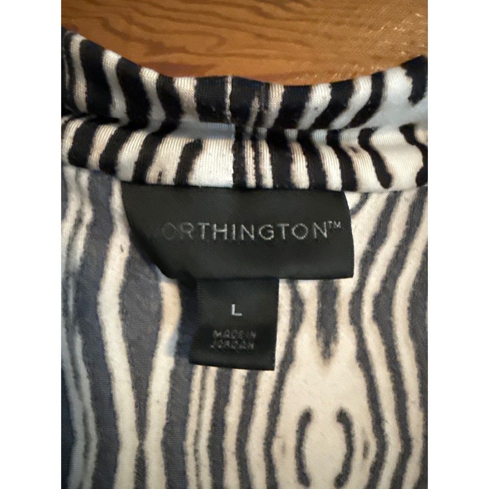 Worthington Womens Sleeveless Cowl Neck Top Size L Black White Zebra Print - Picture 2 of 2